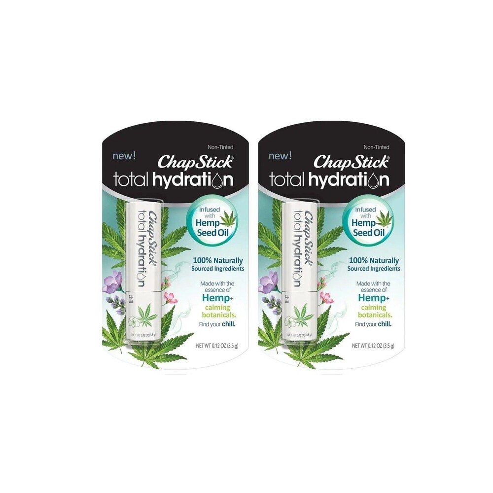 ChapStick Total Hydration With Hem Seed Oil Non Tinted Lip Balm Chill, 2 Pack